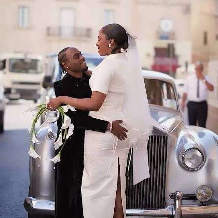 Decorated wedding car